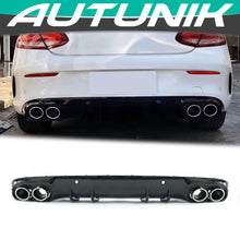 Load image into Gallery viewer, C43 Black Rear diffuser+Chrome Exhaust Tips For Mercedes Benz C-class C205 A205 Coupe AMG Line 2015-2020 di29