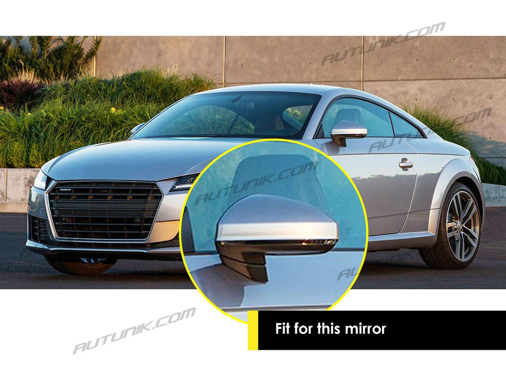 Chrome Mirror Cover Caps For 2016-2023 Audi TT MK3 TTS TTRS w/o Lane Assist Replacement Wing mc10