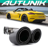 Autunik For 2016-2022 Porsche 718 Boxster Cayman 982 Carbon Fiber Exhaust Tips Tailpipe et192