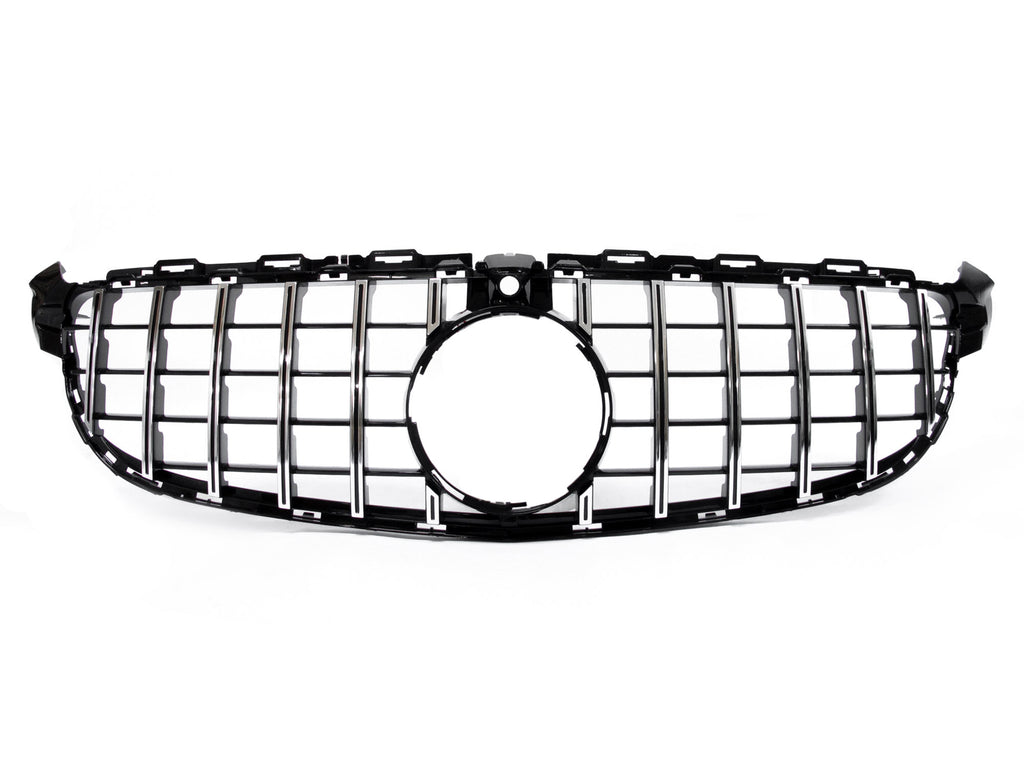 Autunik For 2015-2018 Mercedes C-Class W205 Sedan/Coupe Black/Chrome GT Front Grille Grill w/ Camera
