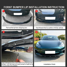 Load image into Gallery viewer, Autunik Front Bumper Lip Spoiler Splitter 4PC Matte Black Fits Tesla Model 3 2017-2022