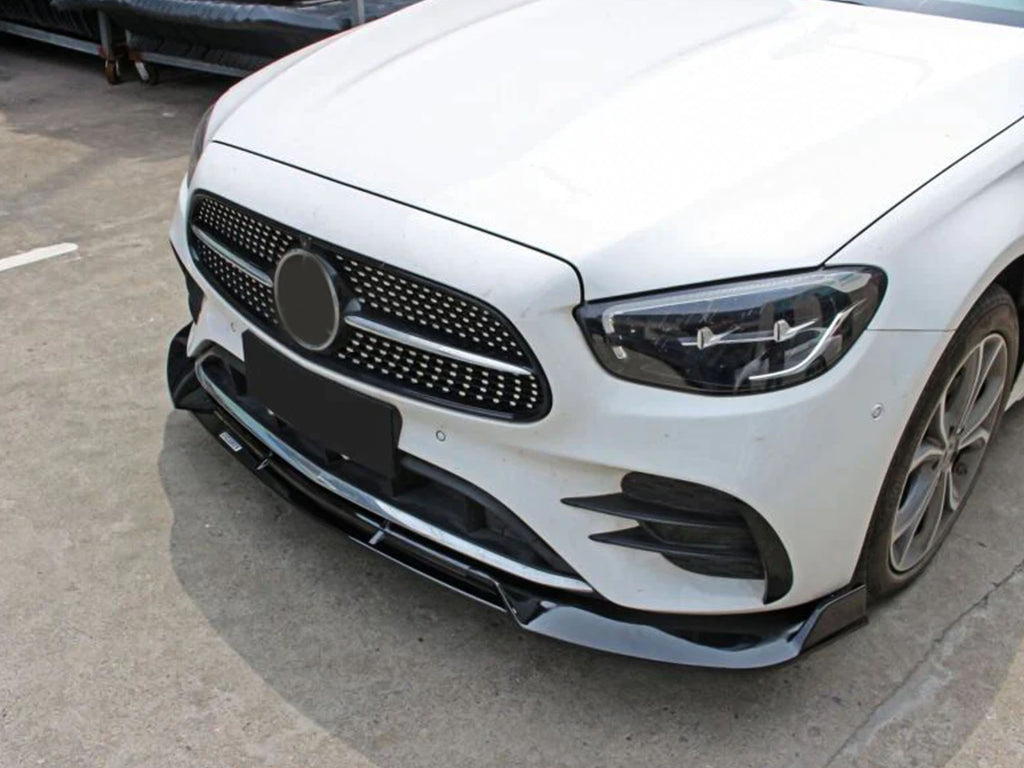 Autunik For 2021-2023 Mercedes E-Class W213 Sedan AMG Bumper Gloss Black Front Lip Splitters