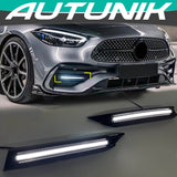 Autunik For 2022-2023 Mercedes C-Class W206 Sedan AMG Bumper LED DRL Fog Light White