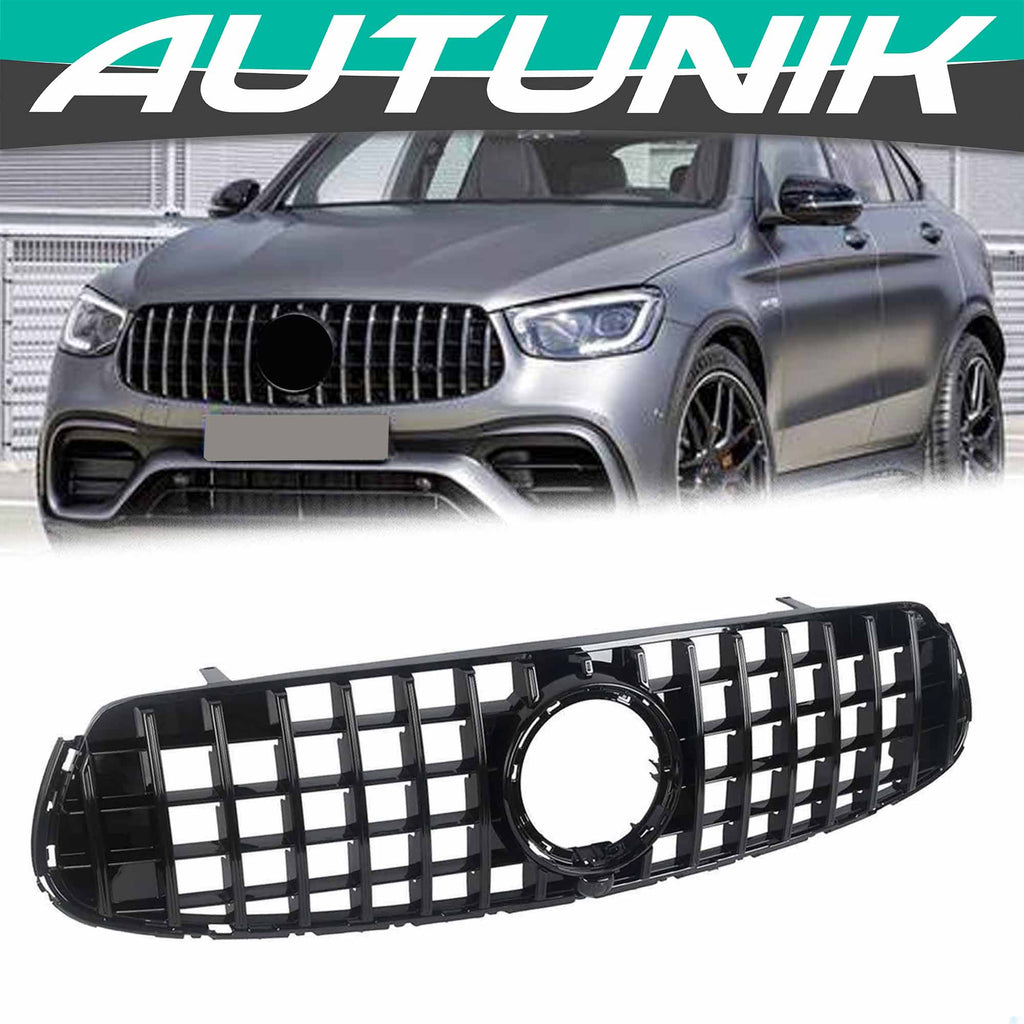 Autunik Glossy Black GT R Front Bumper Grill Grille For Mercedes X253 GLC-CLASS Coupe 2020-2022