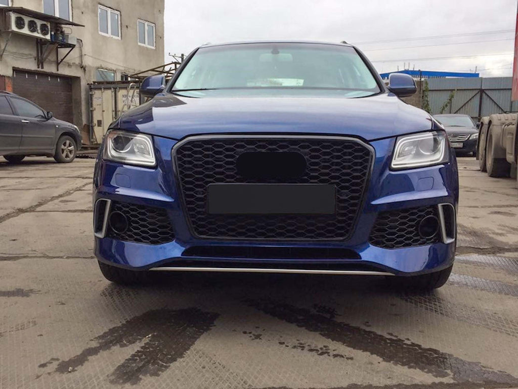 Autunik For 2013-2017 Audi Q5 NON-Sline Honeycomb Front Grille + Fog Light Grill Covers