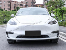 Charger l&#39;image dans la galerie, Autunik Carbon Fiber ABS Front Fog Light Trim Cover Eyebrow Covers Fit Tesla Model Y 2020 2021 2022 te12