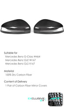 Cargar imagen en el visor de la galería, 100% Dry Carbon Fiber Mirror Covers Replace for Mercedes G-Class W464 GLE W167 GLS X167 2020+ mc156