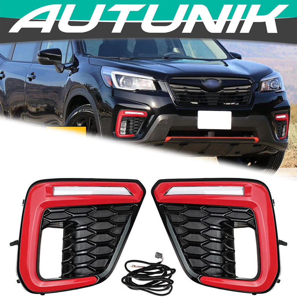 Autunik LED DRL Turn Signal Daytime Runing Light Pair For Subaru Forester 2019 2020 2021
