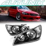 Autunik Left+Right Factory Black Headlight Assembly For Lexus IS300 2001 2002 2003 2004 2005