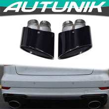 Laden Sie das Bild in den Galerie-Viewer, Autunik Black Double Inner Exhaust Pipe Tip Tail Muffler Steel For Audi RS3 RS4 RS5 RS6