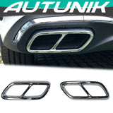 Autunik For 2022-2023 Mercedes Benz C Class W206 Chrome Rear Exhaust Pipe Cover Trims