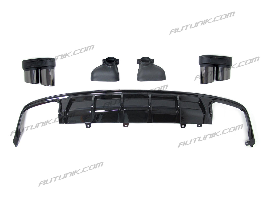 S6 Style Rear Diffuser + Black Exhaust Tips for Audi C8 A6 S-line S6 2019-2023 di92
