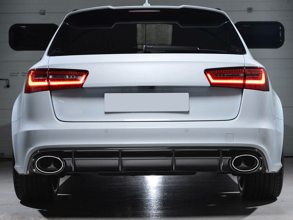 RS6 Look Rear Diffuser w/ Silver Exhaust Tips For Audi C7 A6 S-line S6 2016-2018 di144 Sales