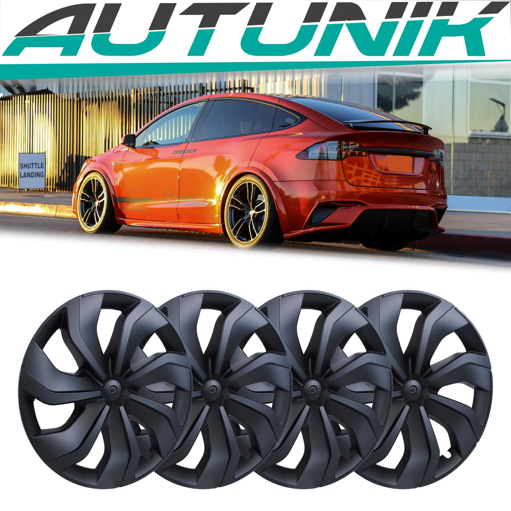 Autunik 19" 4PCS Matte black Hubcaps Caps Rim Wheel Cover For Tesla Model Y 2020-2023