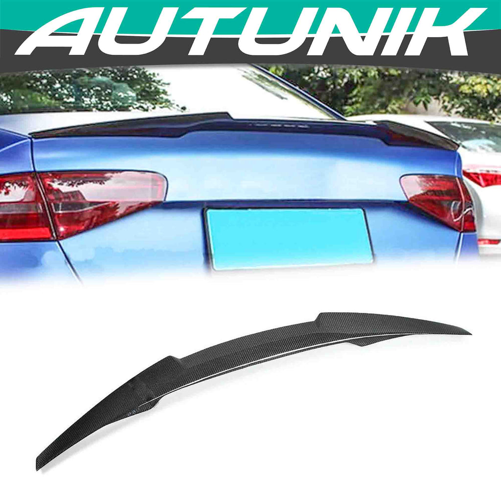 Autunik For 2009-2012 Audi A4 B8 Sedan Real Carbon Fiber Trunk Spoiler Wing M4 Style