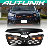 Autunik Black Front Bumper Grill Honeycomb Grille w/Light for Subaru Forester 2019-2021