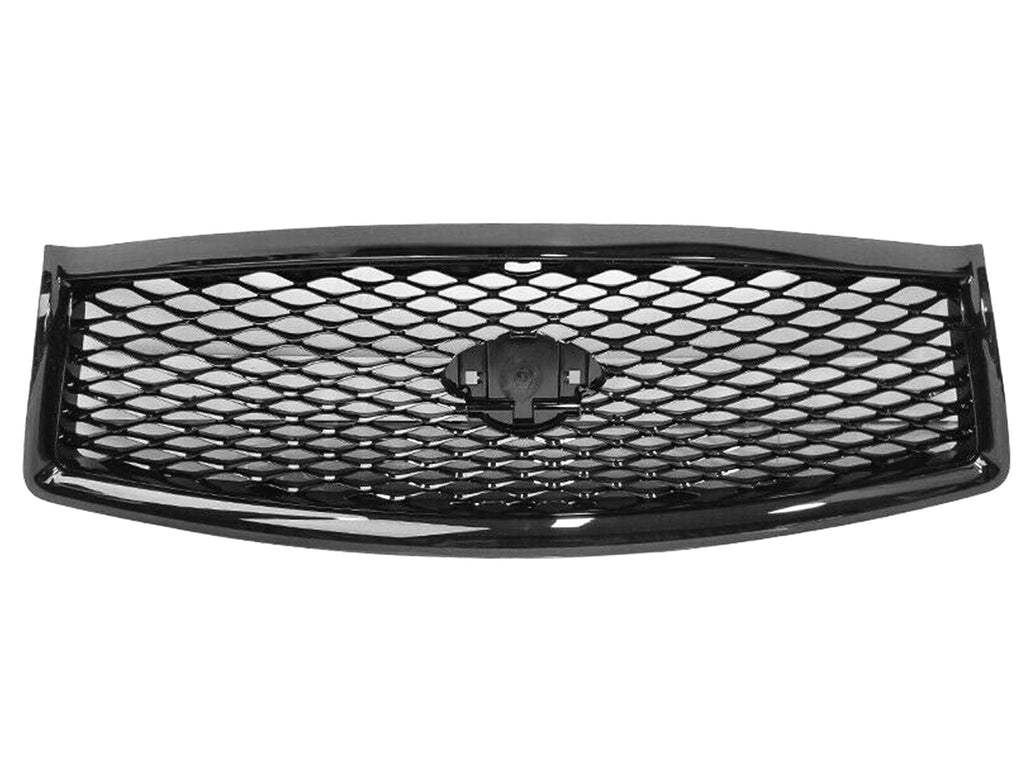 Autunik For 2014-2017 Infiniti Q50 Gloss Black Front Grill Mesh Grille Bumper Radiator - No Parking Sensors