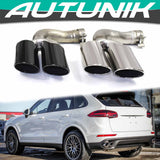 Autunik For 2018-2020 Porsche Cayenne S Sport Exhaust Tips Muffler Tailpipe Chrome/Black