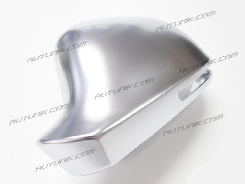 Autunik For 2008-2012 Aud A4 B8 S4 A5 S5 Chrome Mirror Cover Caps Replacement w/o Lane Assist mc2