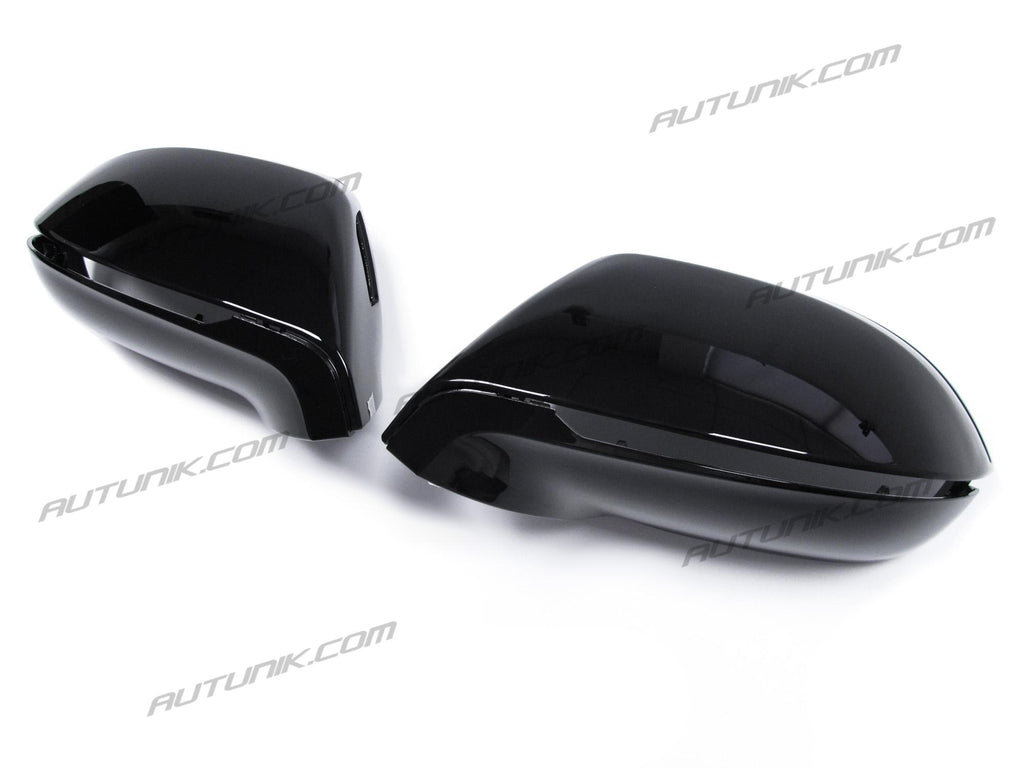 Autunik Glossy Black Side Mirror Covers Caps For Audi A7 S7 RS7 2012-2018 w/ lane assist mc130