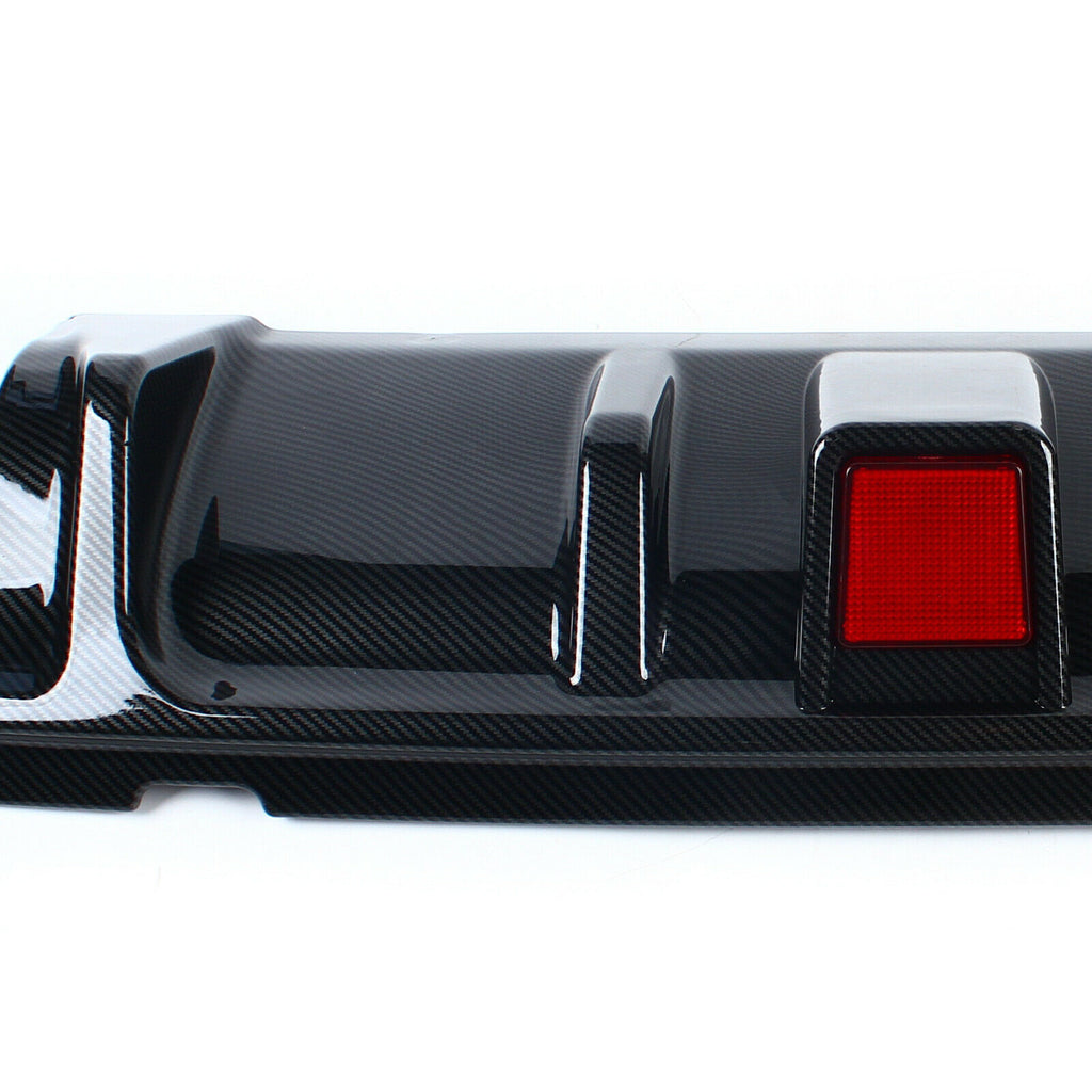 Autunik For 2014-2017 Infiniti Q50 Rear Bumper Diffuser Lower Lip with LED Light Carbon Fiber Look