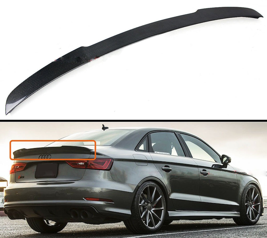 Autunik Real Carbon Fiber Rear Trunk Spoiler Wing For Audi A3 8V S3 RS3 Seadn 2014-2020