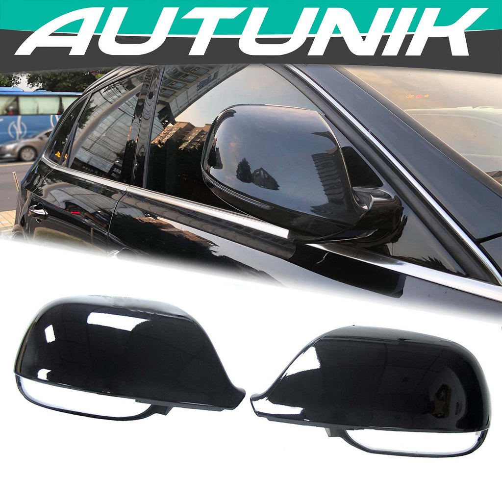 Autunik Glossy Black Side Mirror Cover Caps Replacement For AUDI Q5 SQ5 Q7 SQ7 2010-2015 W/O Lane Assist mc49