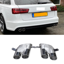 Charger l&#39;image dans la galerie, Autunik 20cm Outlet Stainless Steel Muffler Pipe Exhaust Tips Silver  For Audi A6 A7 Up To S6 S7 2016-2018