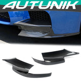 Autunik For 2010-2016 BMW F10 M5 Only Carbon Fiber Look Front Bumper Corner Splitter Side Canards