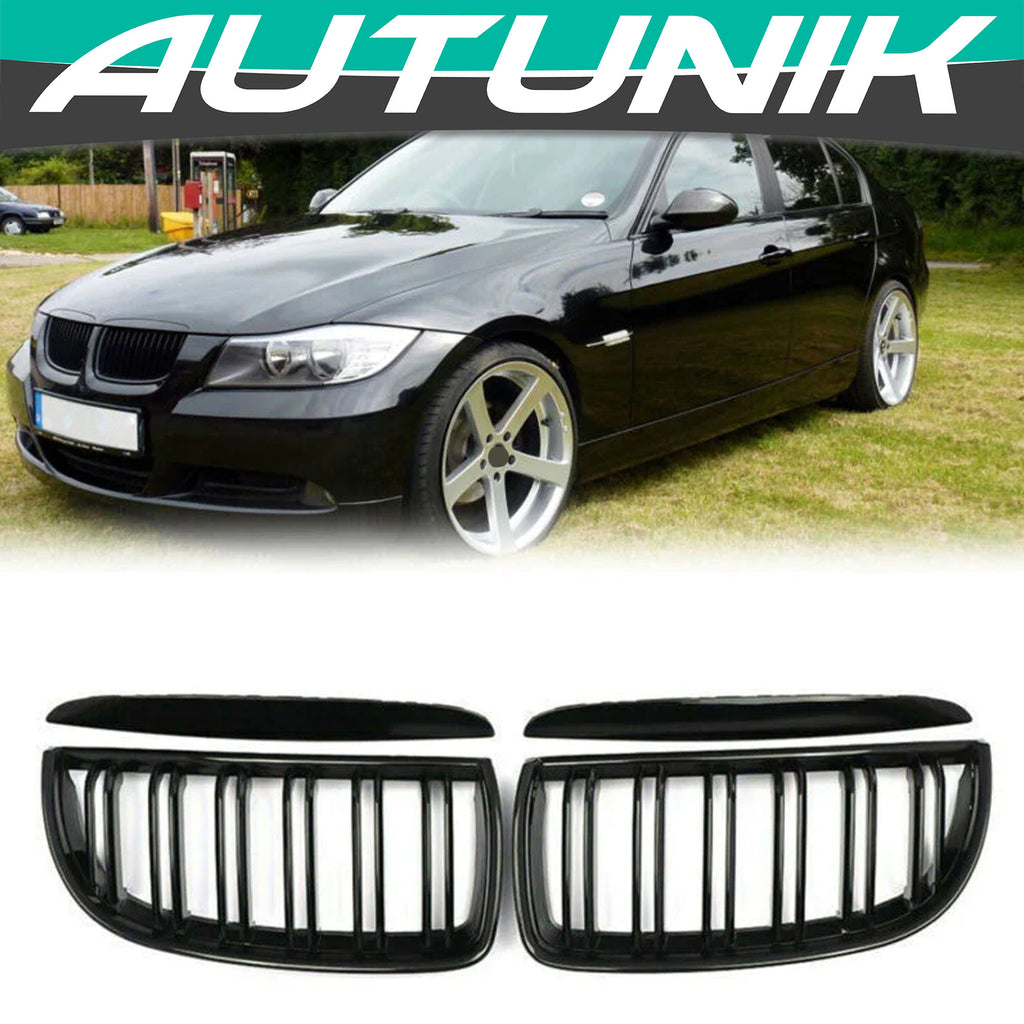 M Performance Black Front Kidney Grille For BMW 3-Series E90 E91 Sedan 2005-2008