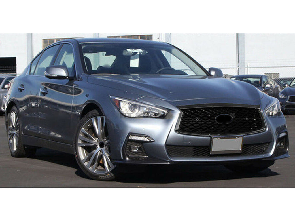 Gloss Black Honeycomb Front Grille For 2018-2022 Infiniti Q50 - With Camera & Parking Sensors