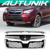 Autunik Chrome Factory Style Front Bumper Grille Grill Assembly For 2014-2018 Subaru Forester