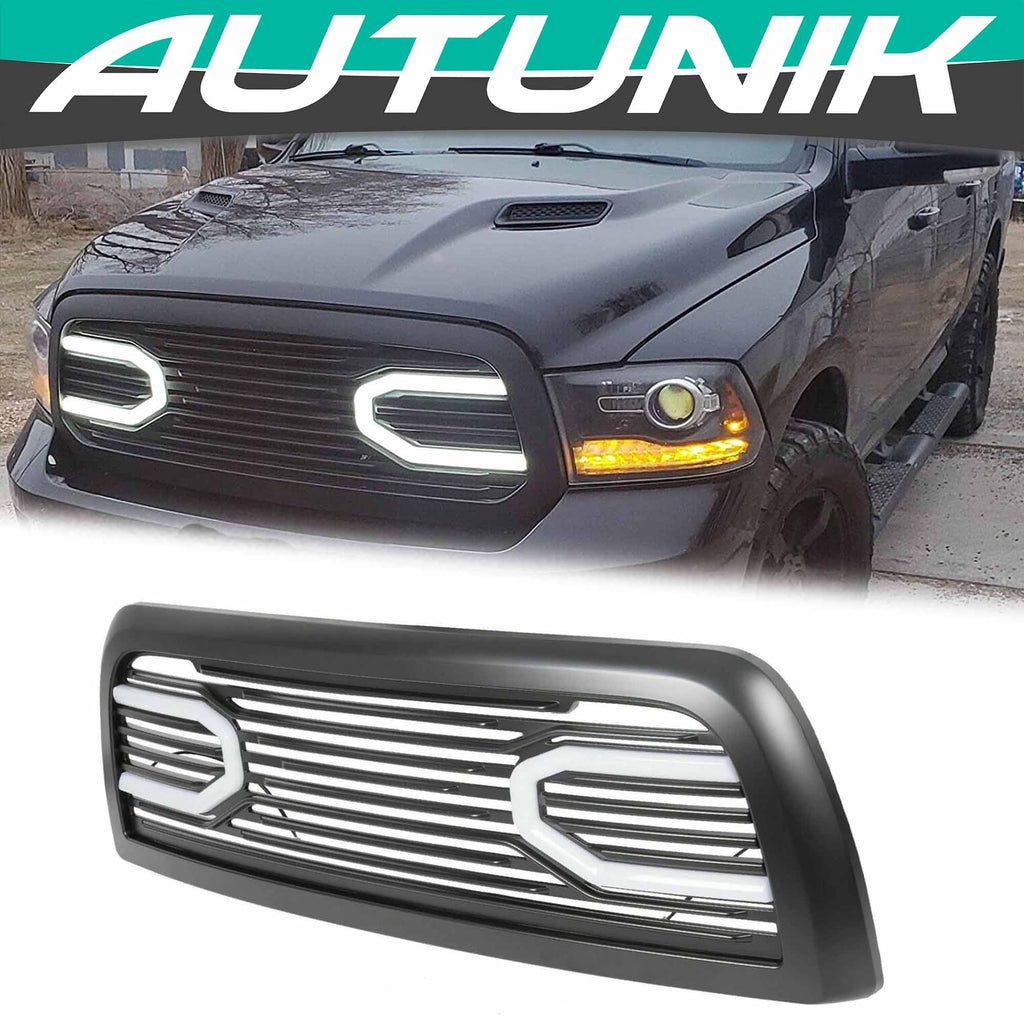 Autunik Big Horn Front Bumper Grille Grill Shell w/ LED Lights for Dodge Ram 2500 3500 2010-2018