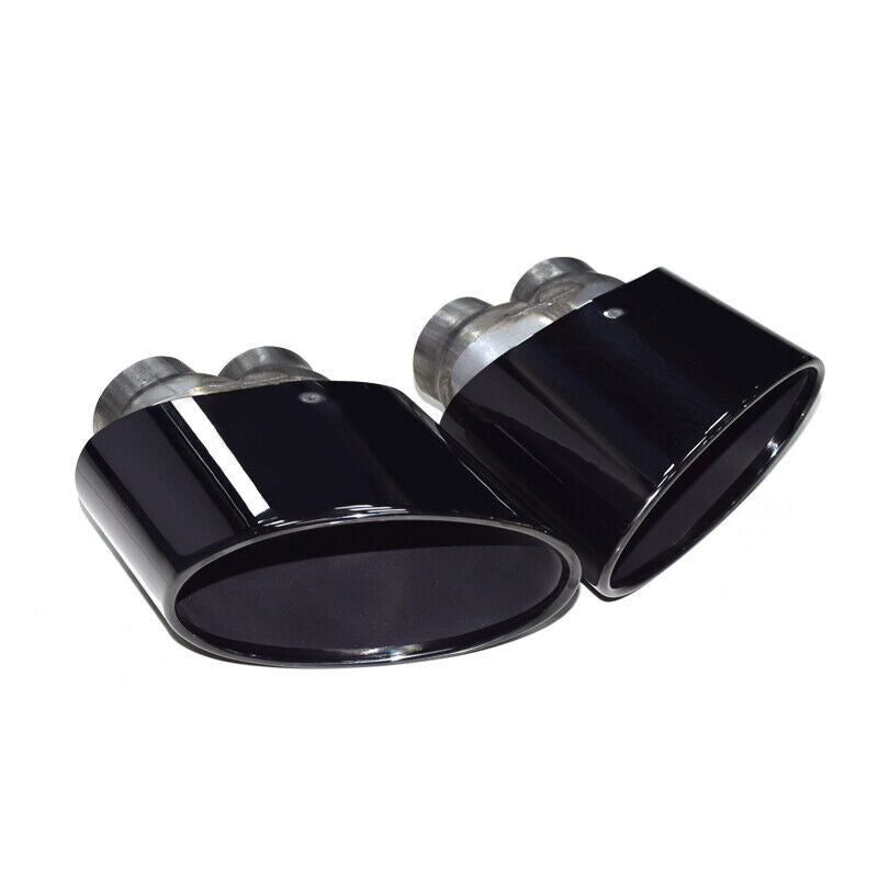 Autunik Black Double Inner Exhaust Pipe Tip Tail Muffler Steel For Audi RS3 RS4 RS5 RS6