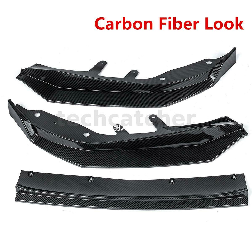 Autunik Carbon Fiber Look Front Lip Spoiler Splitter For BMW 4 Series G22 G23 M Sport Bumper 2020-2022