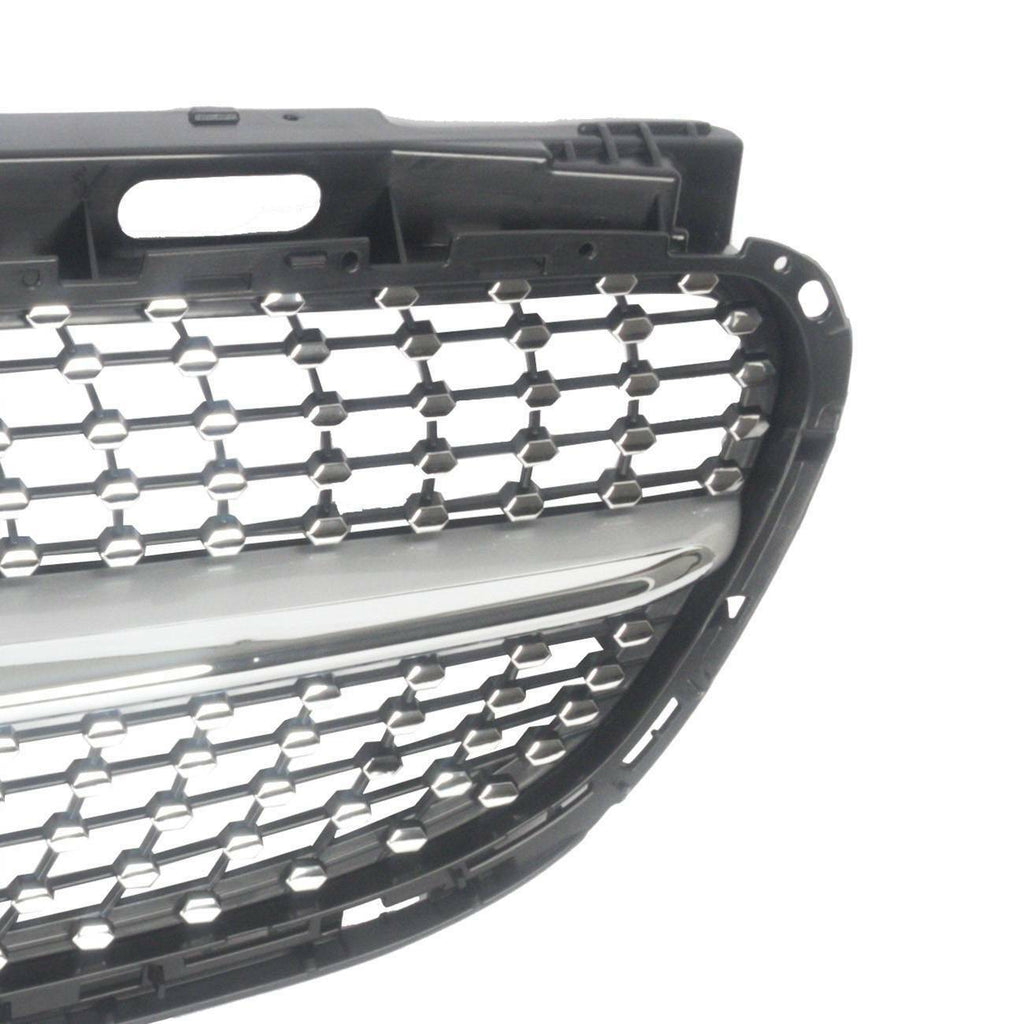 Autunik For 2014-2016 Mercedes W212 Sedan Silver Diamond Front Hood Grille Grill w/o Front Camera