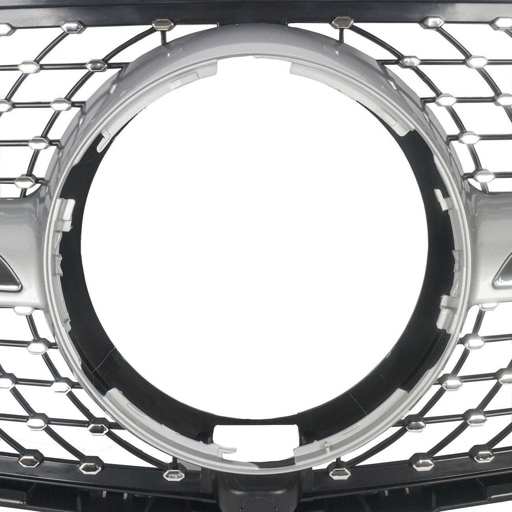 Autunik Diamond Style Front Bumper Grill Grille For Mercedes-Benz X253 GLC 2015-2019 Silver
