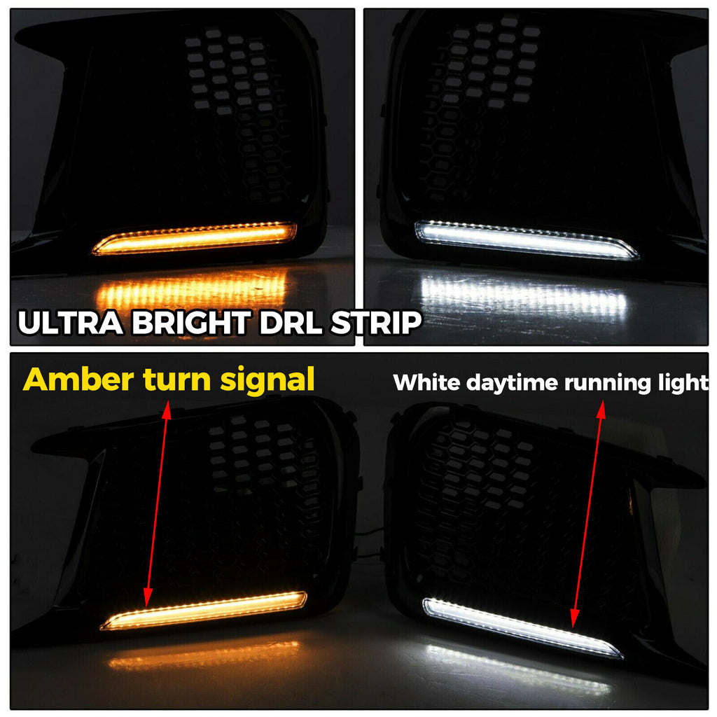 Autunik For 18-21 Subaru WRX STI Sequential LED DRL Dayting Running Lights Kits Fog Light Bezels