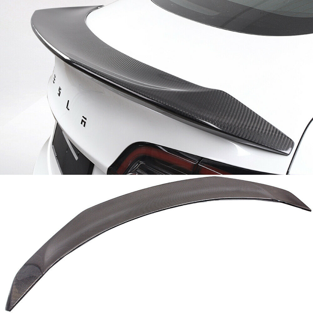 Autunik V Style Carbon Fiber Rear Trunk Lid Spoiler Wing For Tesla Model 3 2017-2022