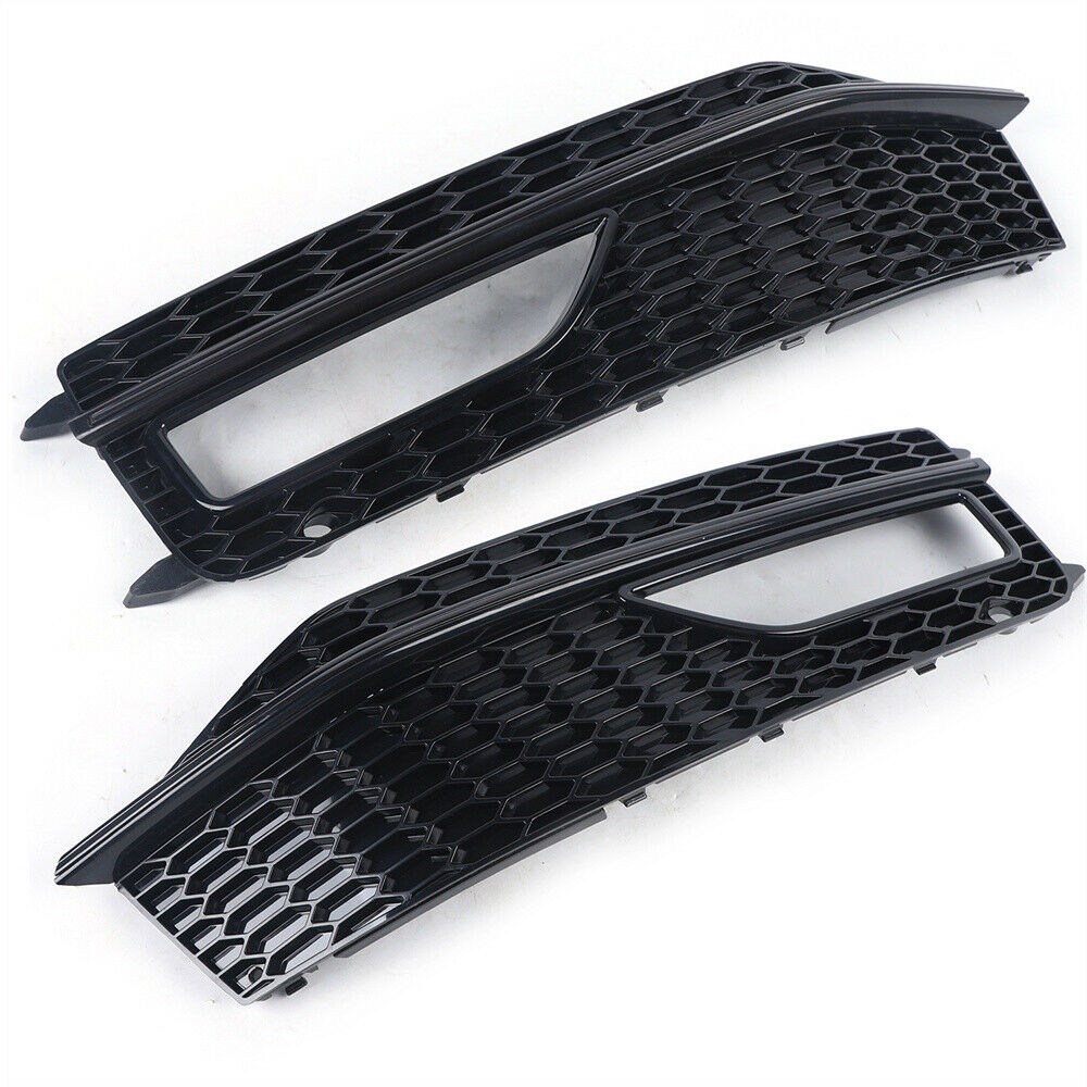 ALL Black Front Fog Light Cover Grille for 2013-2016 Audi A4 B8.5 S-line S4