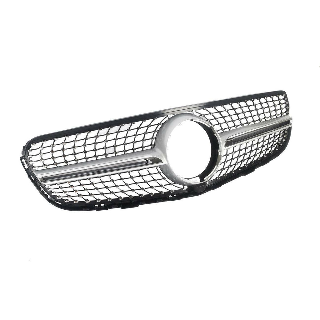 Autunik Diamond Style Front Bumper Grill Grille For Mercedes-Benz X253 GLC 2015-2019 Silver