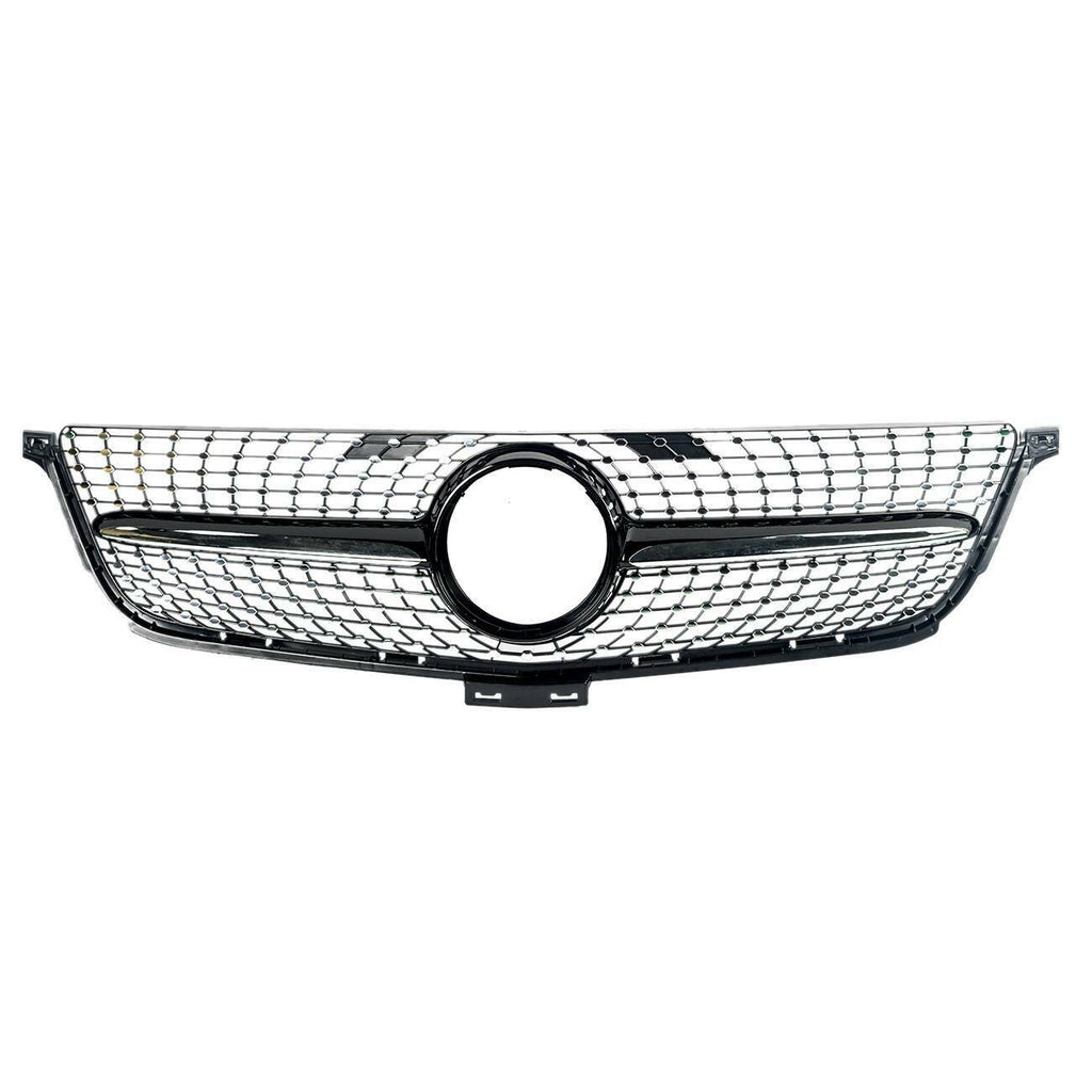 Autunik Diamond Front Grille Grill For Mercedes Benz W166 ML-Class Facelift 2012-2015 - Chrome/Black