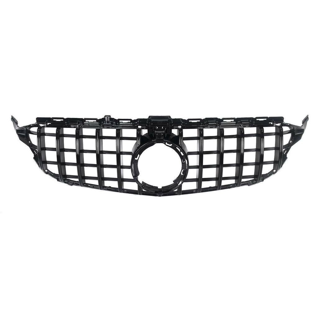 Autunik GT-R Front Grille Grill For Mercedes Benz W205 S205 C200 C350 C43 2019-2021 w/ Camera - All Black