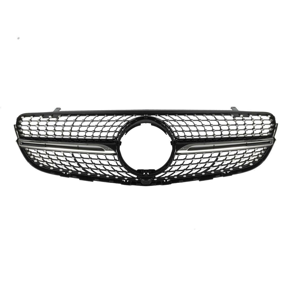 Autunik Diamond Grille for MERCEDES BENZ X253 GLC 2016-2019 W/ith Camera Chrome Black