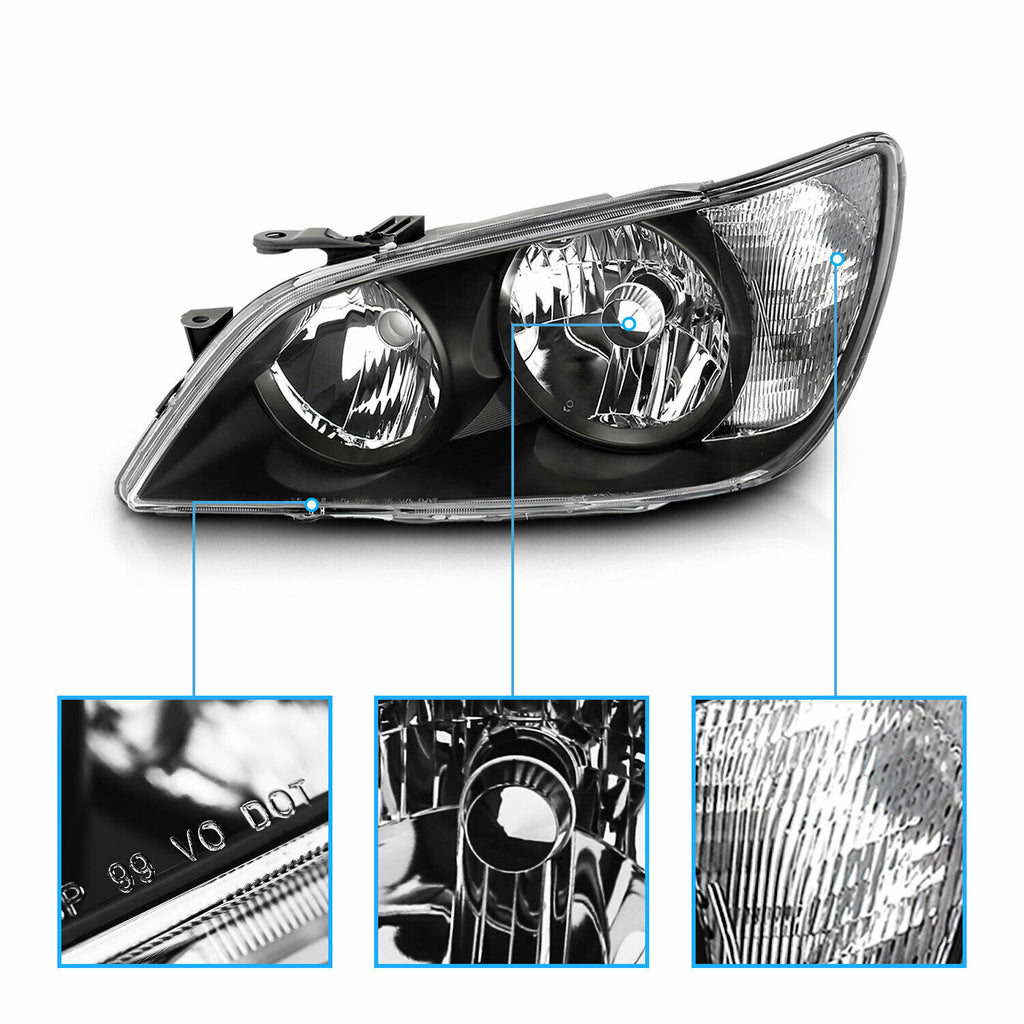 Autunik Left+Right Factory Black Headlight Assembly For Lexus IS300 2001 2002 2003 2004 2005