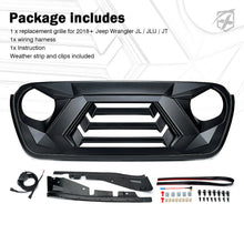 Load image into Gallery viewer, Autunik Matte Black Front Grill Grille LED Lights for Jeep Wrangler JL JT 2019-2023
