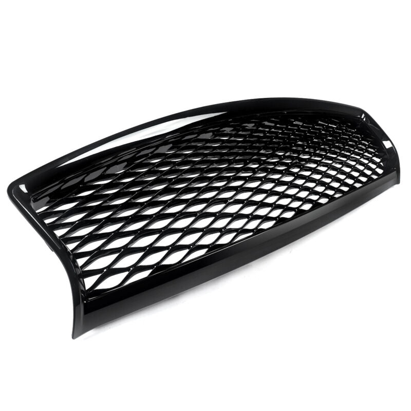 Autunik For 2014-2017 Inifniti Q50 Gloss Black Front Bumper Upper Grille Grill - No Parking Sensors & Camera