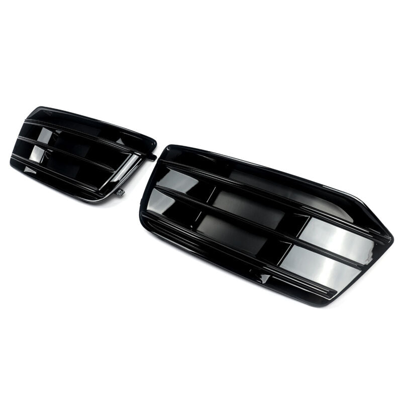 Autunik For 2018-2020 Audi Q5 Base Bumper Gloss Black Front Fog Light Grille Cover Bezels