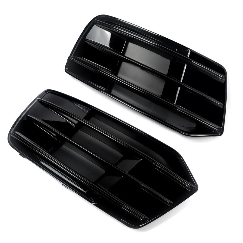 Autunik For 2018-2020 Audi Q5 Base Bumper Gloss Black Front Fog Light Grille Cover Bezels