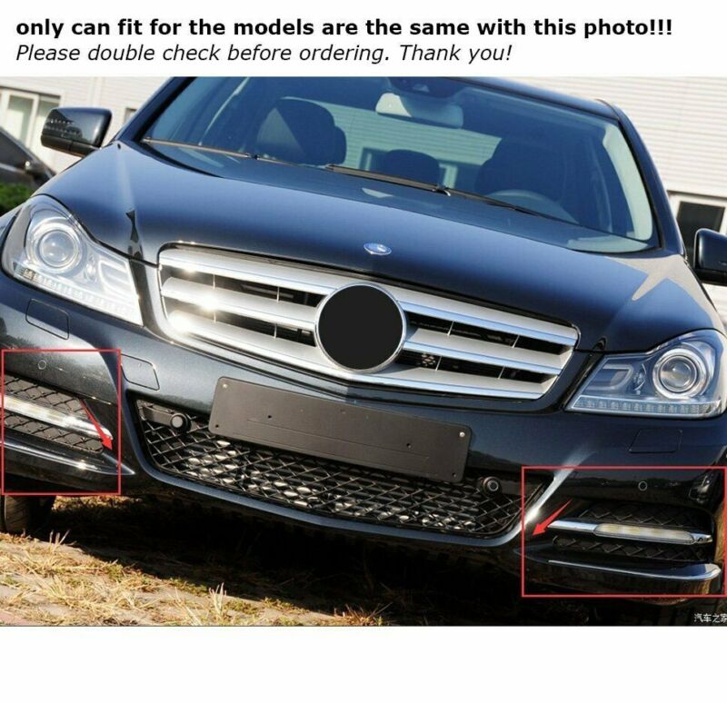 Autunik LED Daytime Running Light DRL Fog Lights Covers for Mercedes Benz C-Class W204 C300 2012-2014 Base Bumper Only